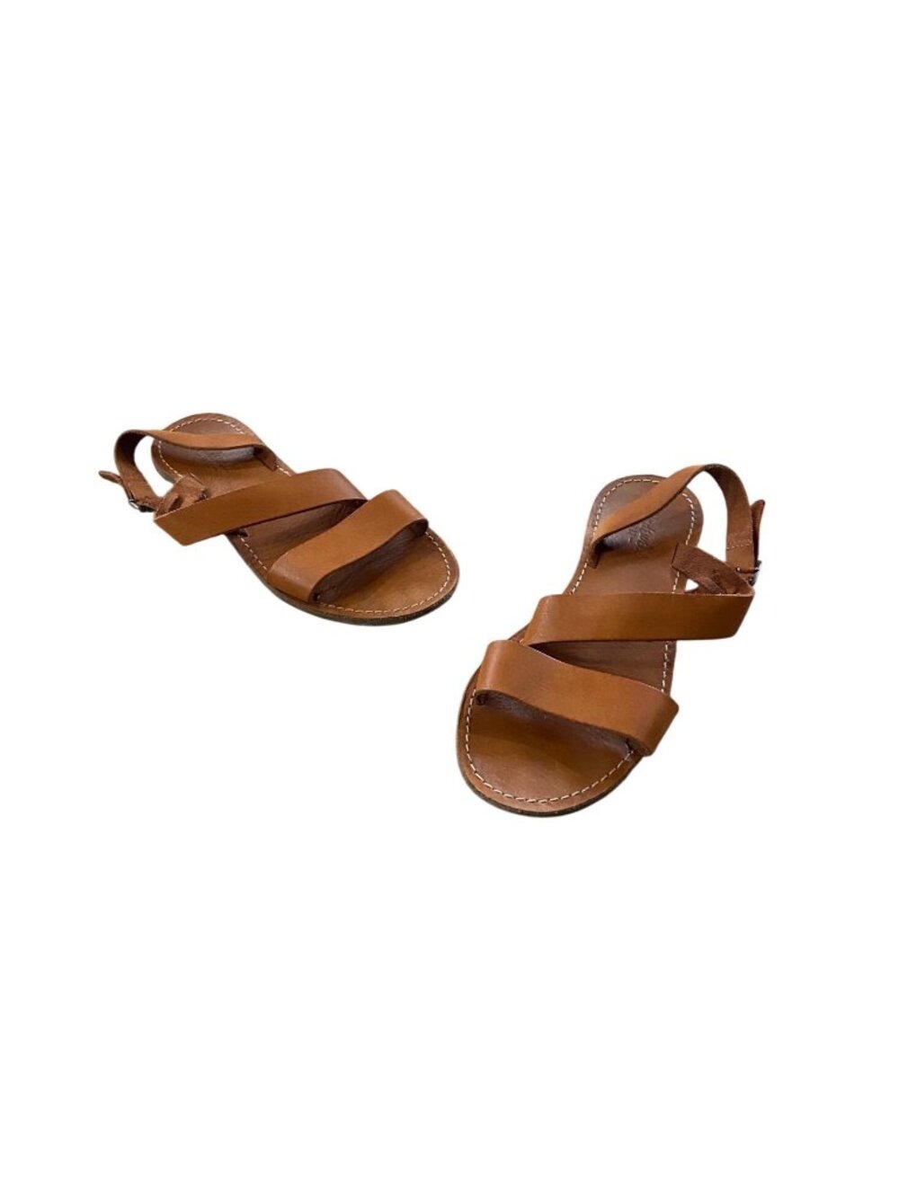 Madewell Brown Leather Strappy Flat Sandals